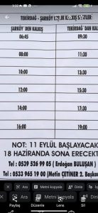 tekirdağ şarköy araç kalkış saatleri